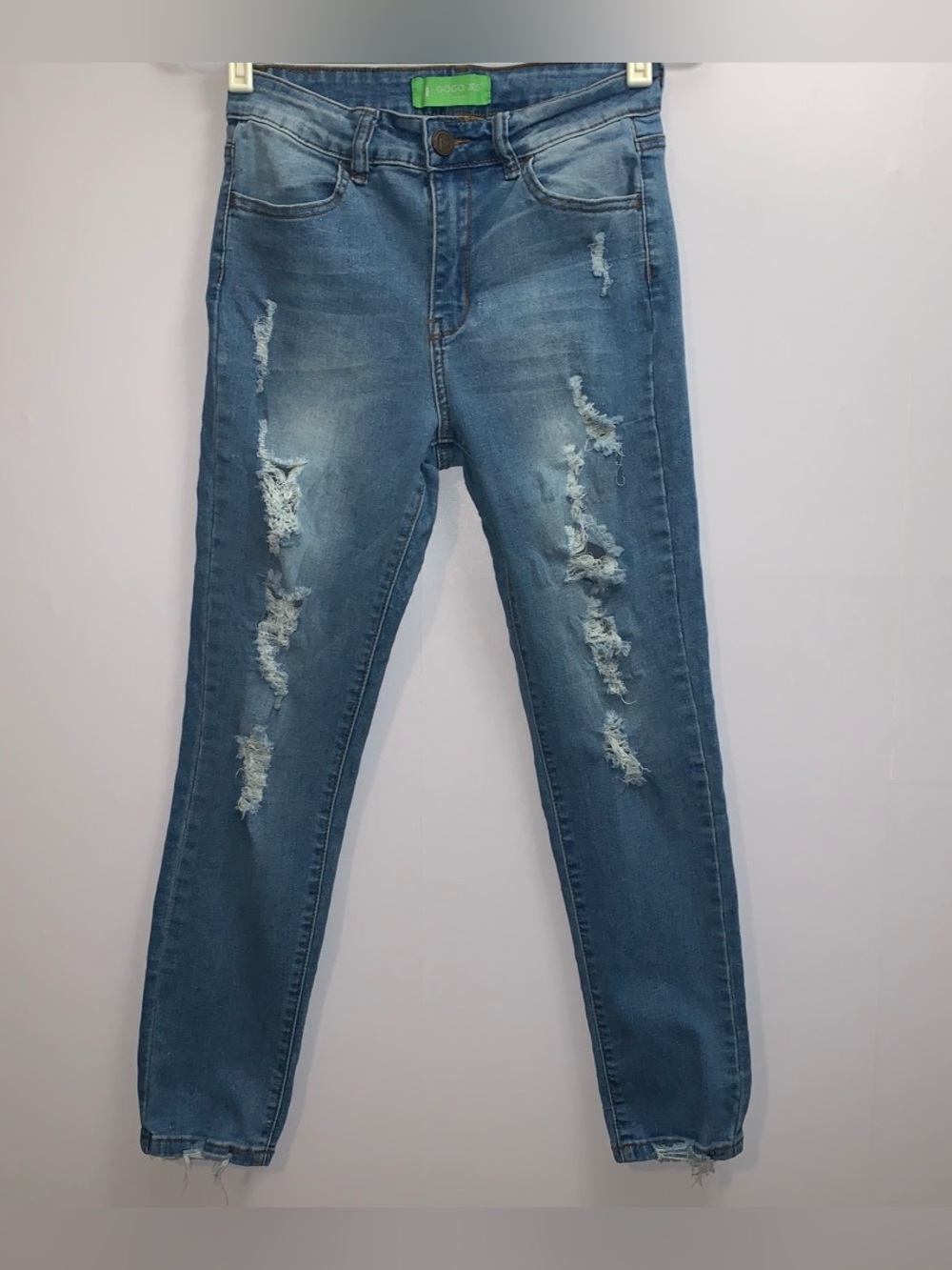 GOGO Distressed Skinny Jeans in Denim Blue